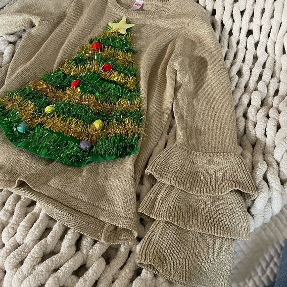 HOLIDAY TIME GOLD SHIMMER XMAS TREE UGLY XMAS SWEATER XXL - Picture 10 of 11